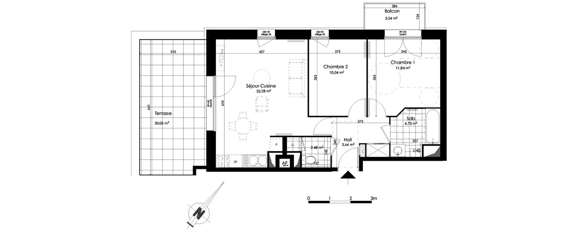 Appartement T3 de 60,01 m2 &agrave; Croix Centre