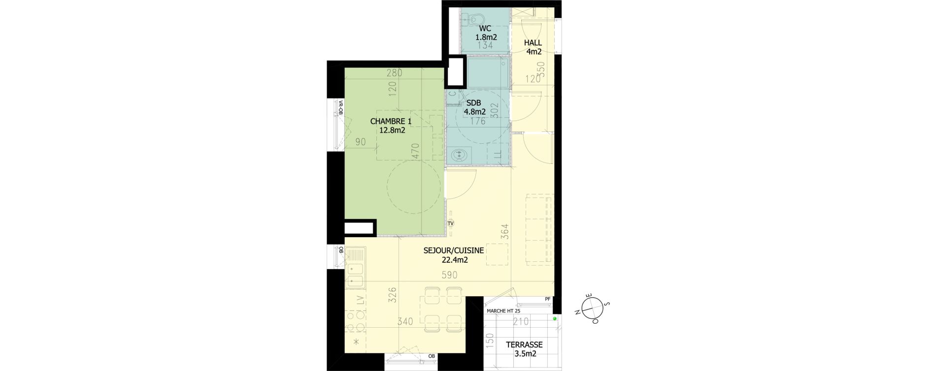 Appartement T2 de 45,80 m2 &agrave; Croix Saint-pierre