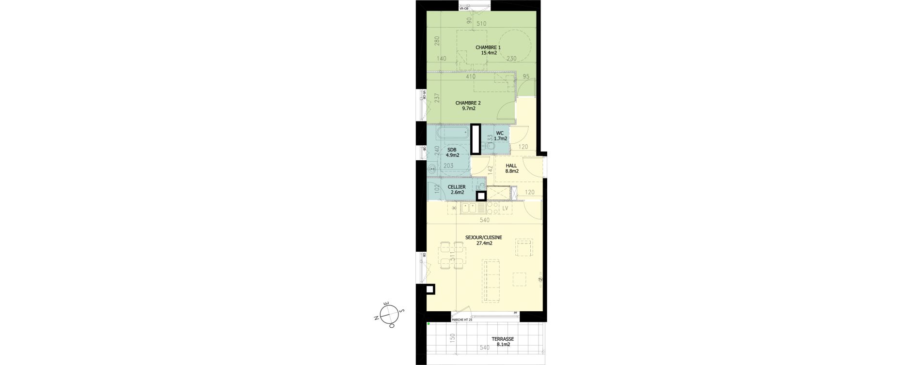 Appartement T3 de 70,50 m2 &agrave; Croix Saint-pierre