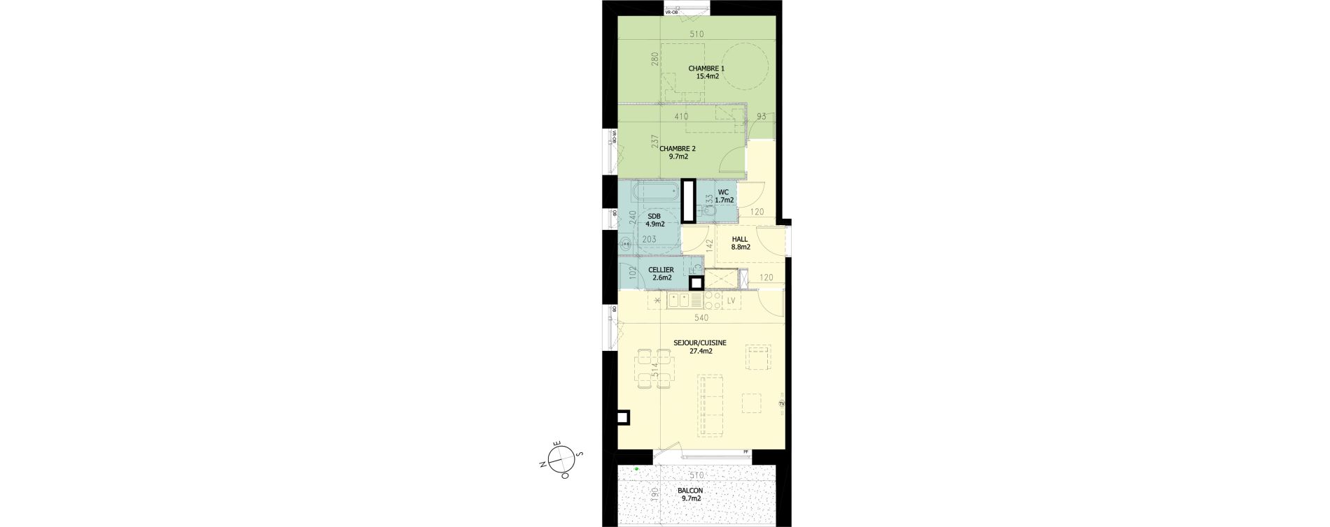 Appartement T3 de 70,50 m2 &agrave; Croix Saint-pierre