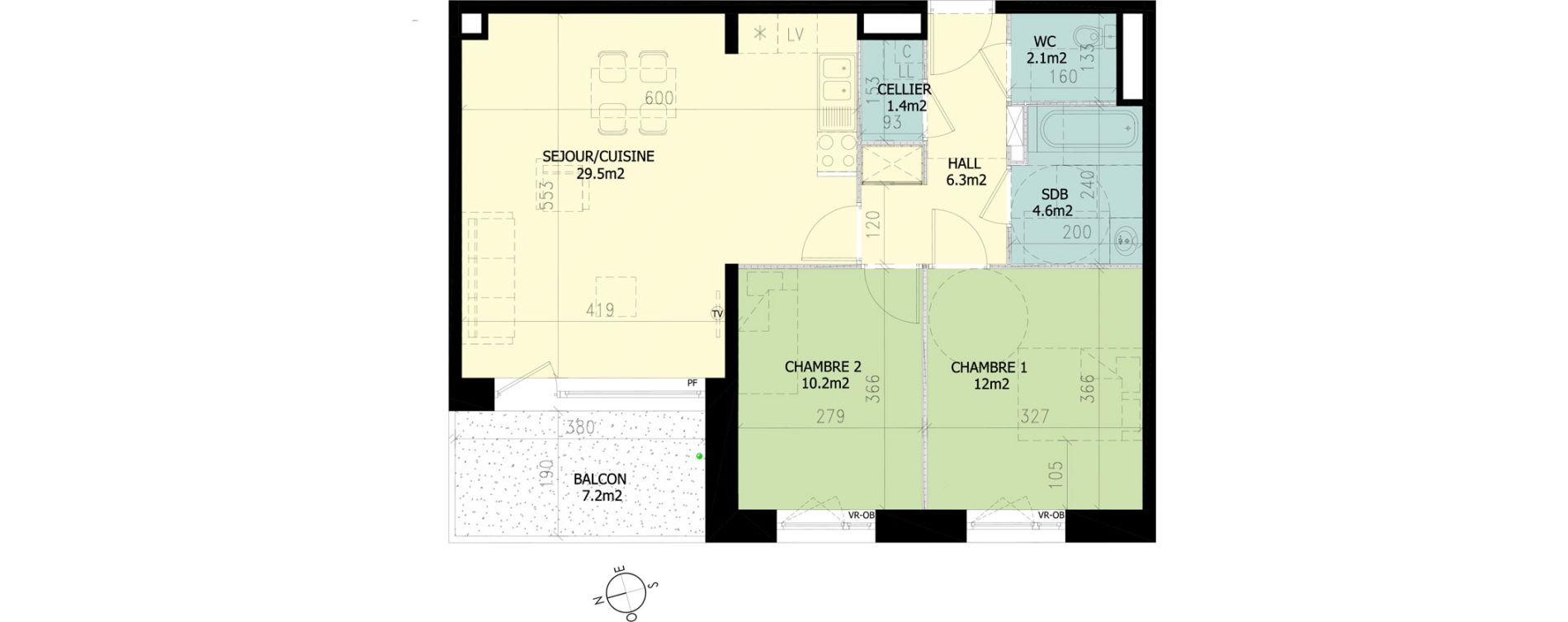 Appartement T3 de 66,10 m2 &agrave; Croix Saint-pierre