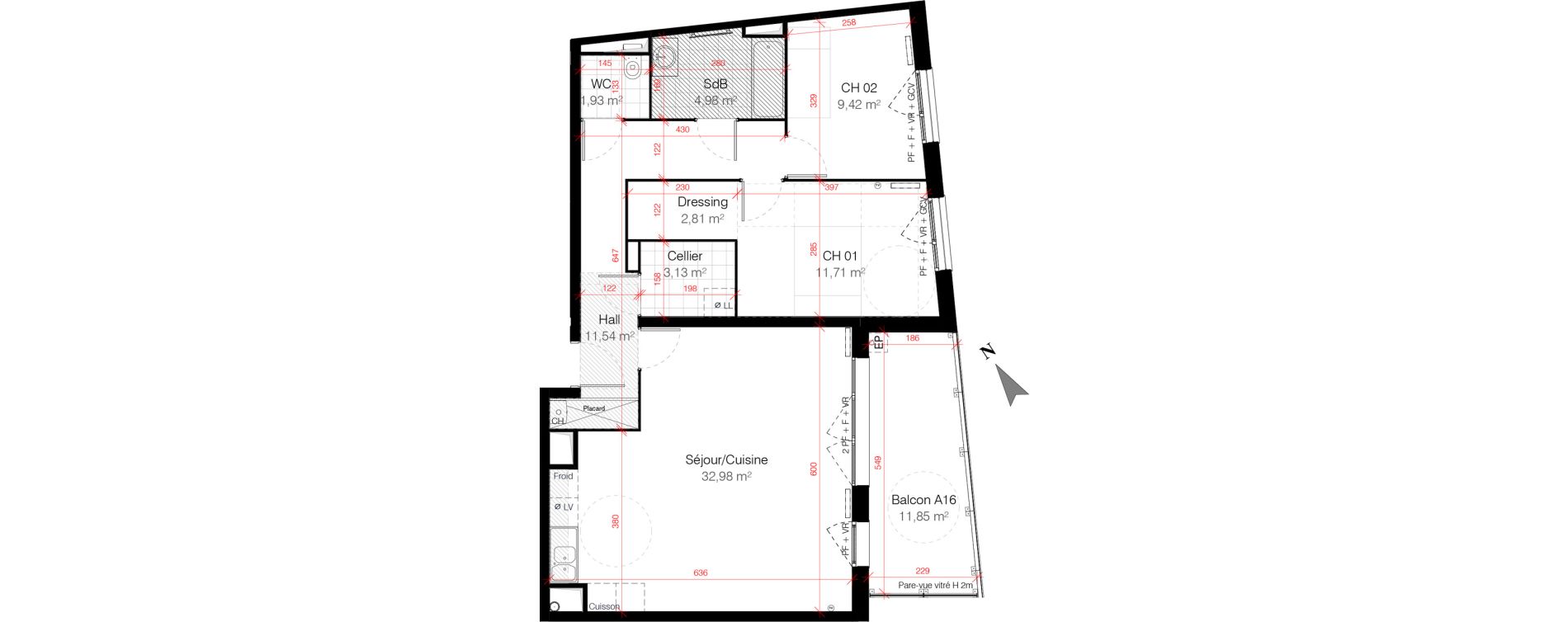 Appartement T3 de 78,50 m2 &agrave; Croix Croix centre