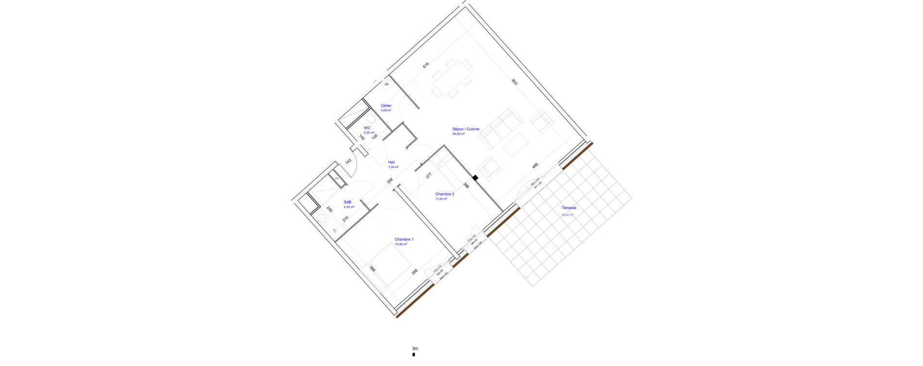 Appartement T3 de 82,74 m2 &agrave; Croix Beaumont