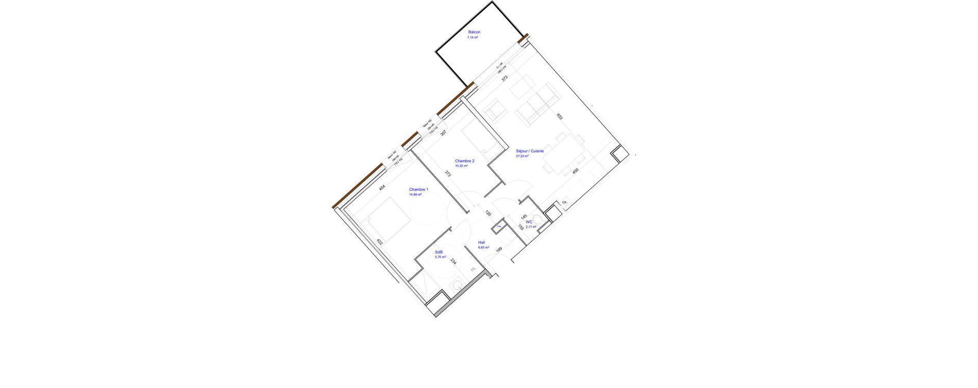 Appartement T3 de 66,97 m2 &agrave; Croix Beaumont