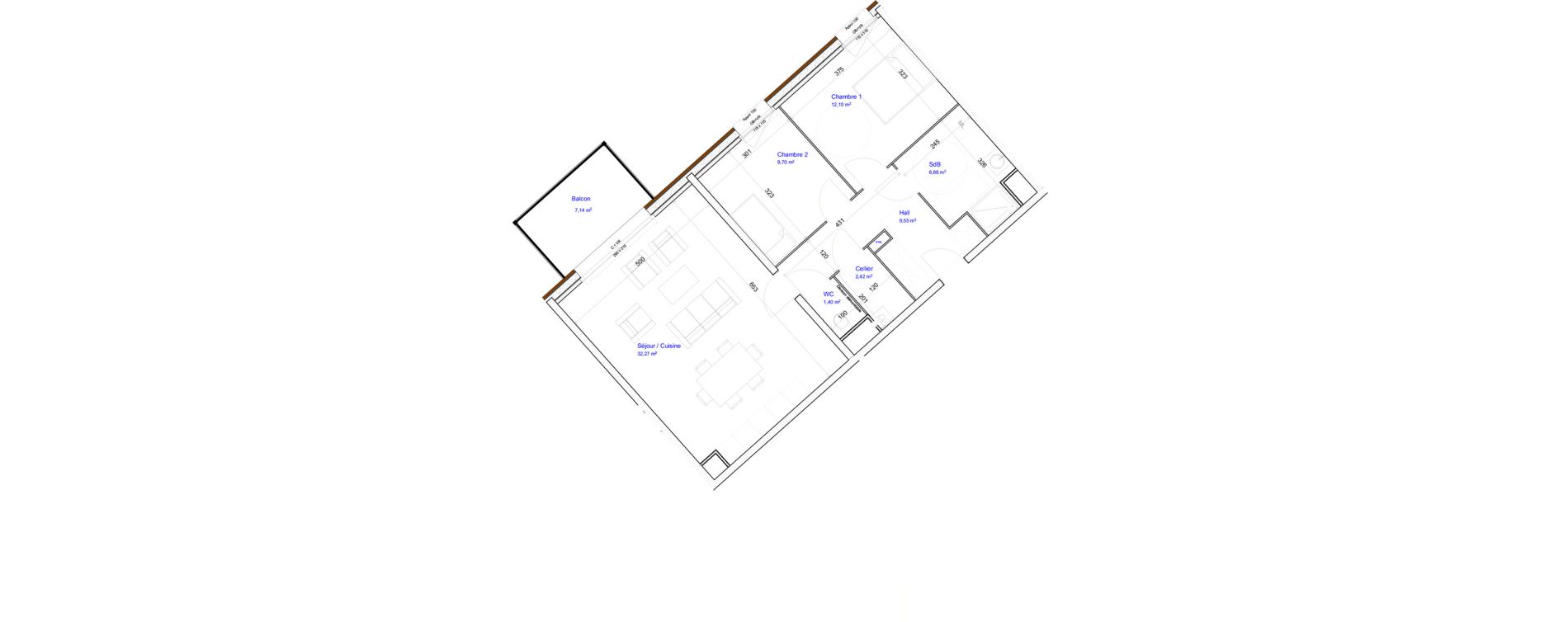 Appartement T3 de 74,30 m2 &agrave; Croix Beaumont