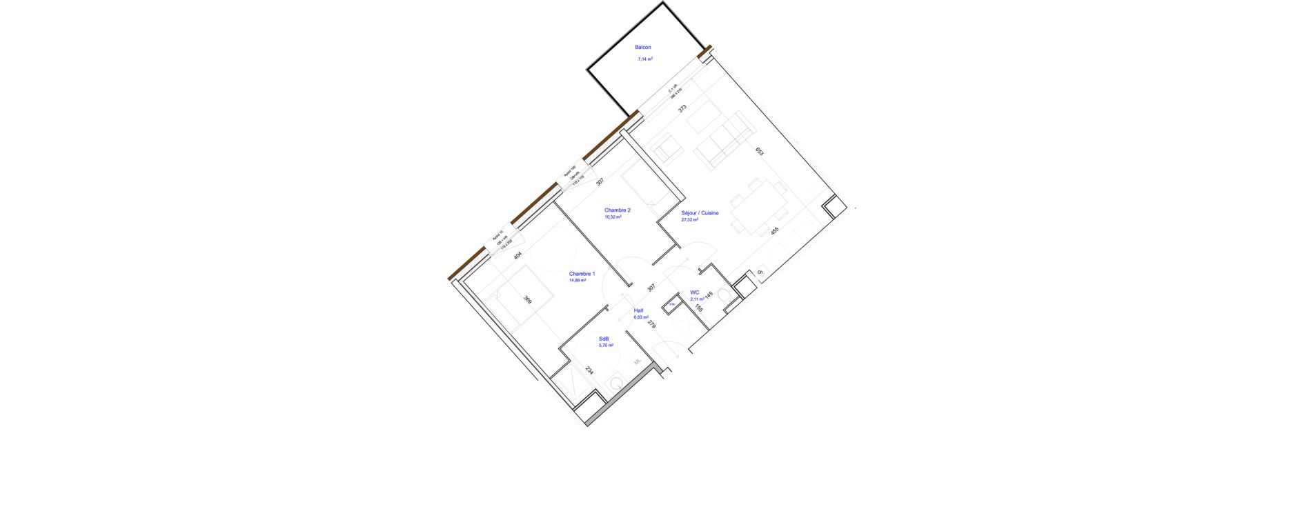 Appartement T3 de 66,97 m2 &agrave; Croix Beaumont