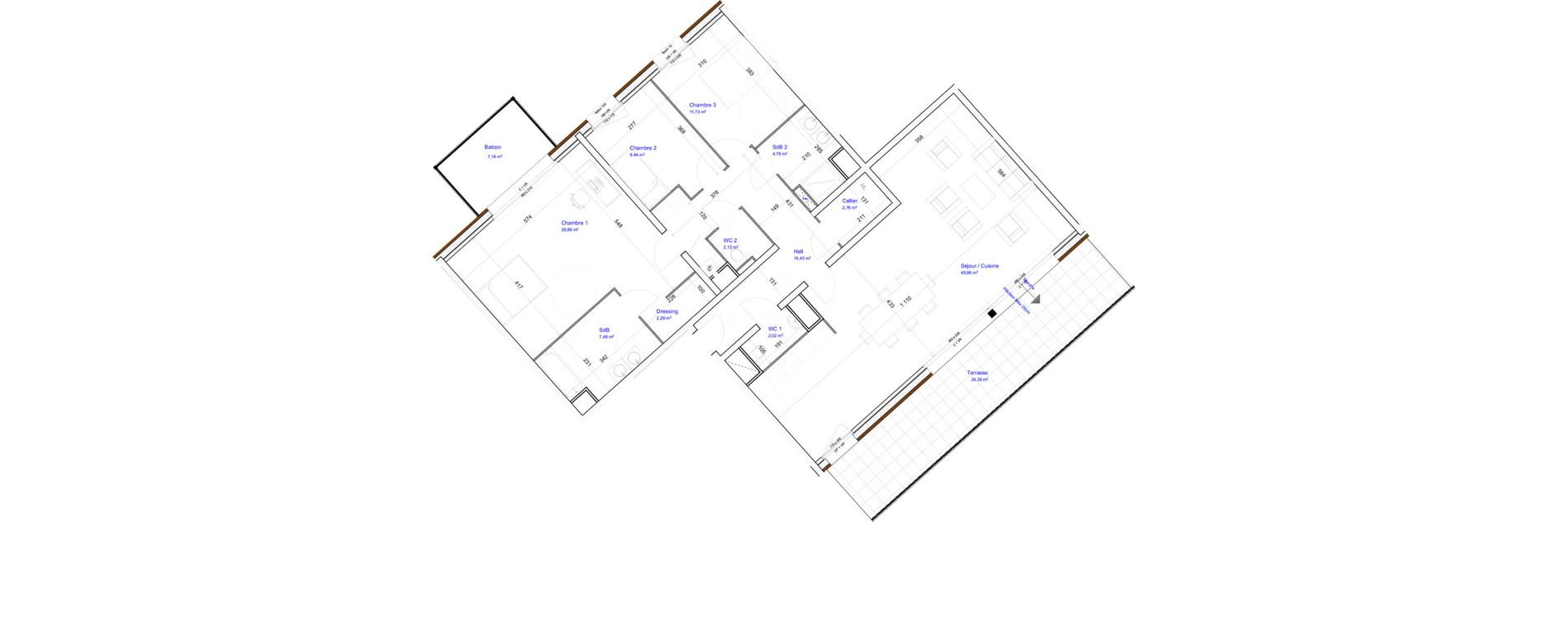 Appartement T4 de 134,74 m2 &agrave; Croix Beaumont