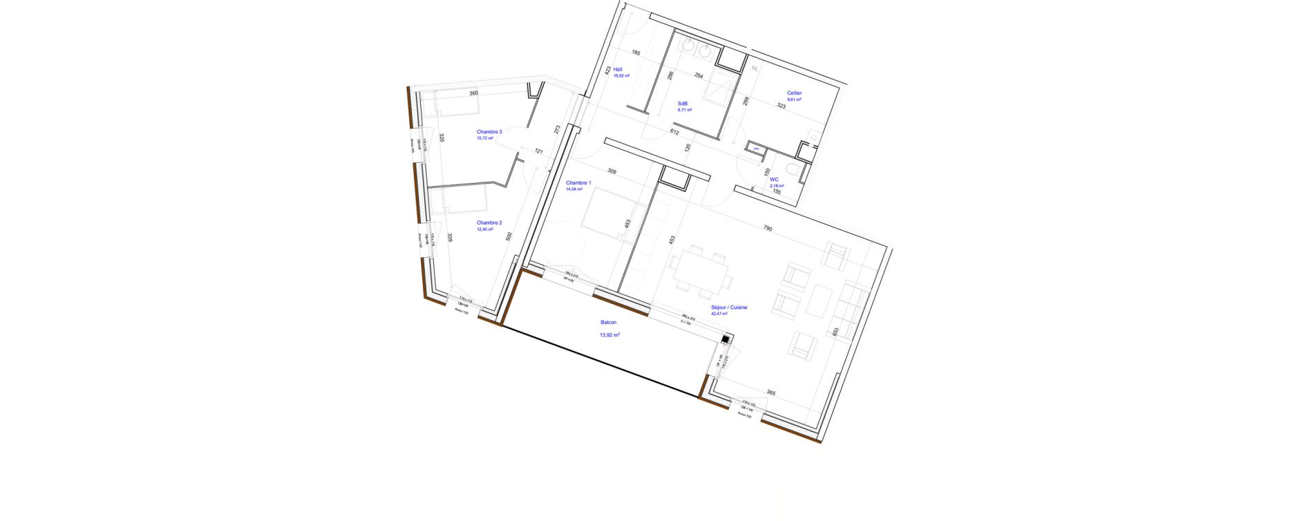 Appartement T4 de 113,75 m2 &agrave; Croix Beaumont