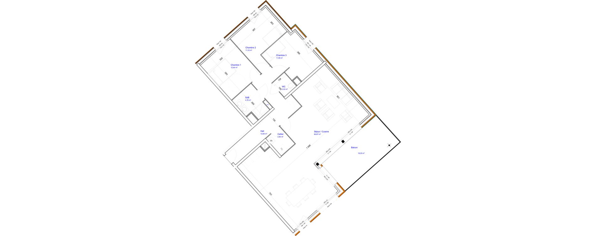 Appartement T4 de 119,69 m2 &agrave; Croix Beaumont