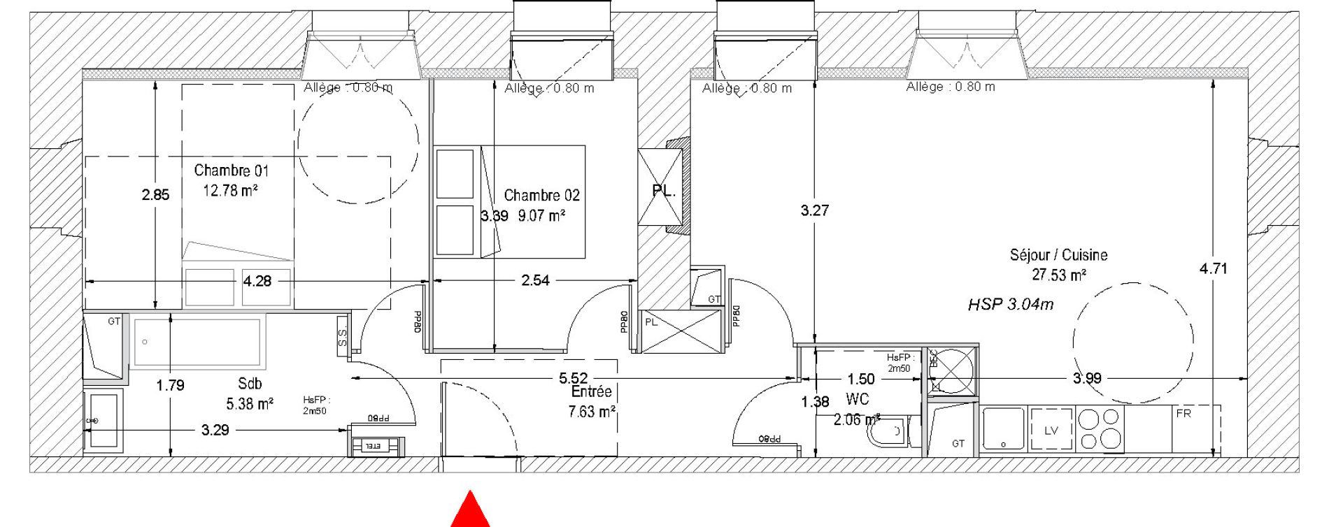 Appartement T3 de 64,45 m2 &agrave; Douai Vieux douai