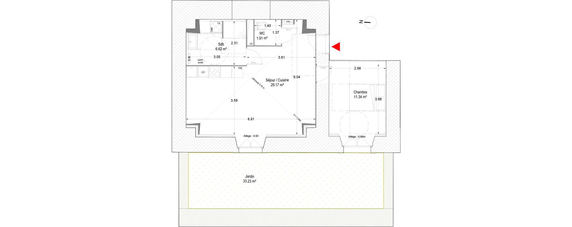 Appartement T2 de 49,04 m2 &agrave; Douai Vieux douai