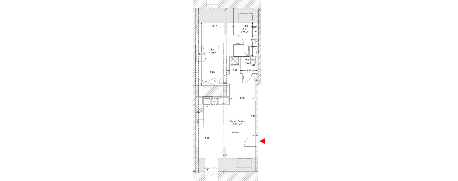 Appartement T2 de 50,78 m2 &agrave; Douai Vieux douai