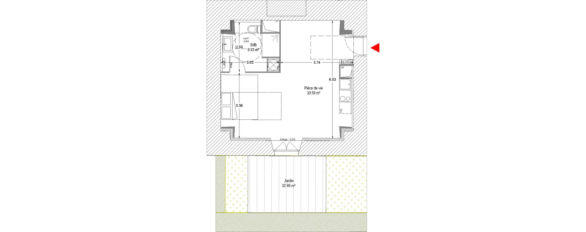 Appartement T1 de 37,02 m2 &agrave; Douai Vieux douai