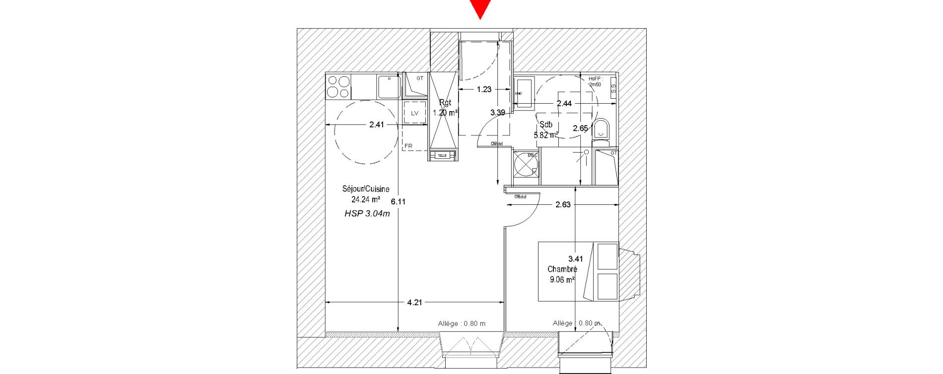 Appartement T2 de 40,32 m2 &agrave; Douai Vieux douai