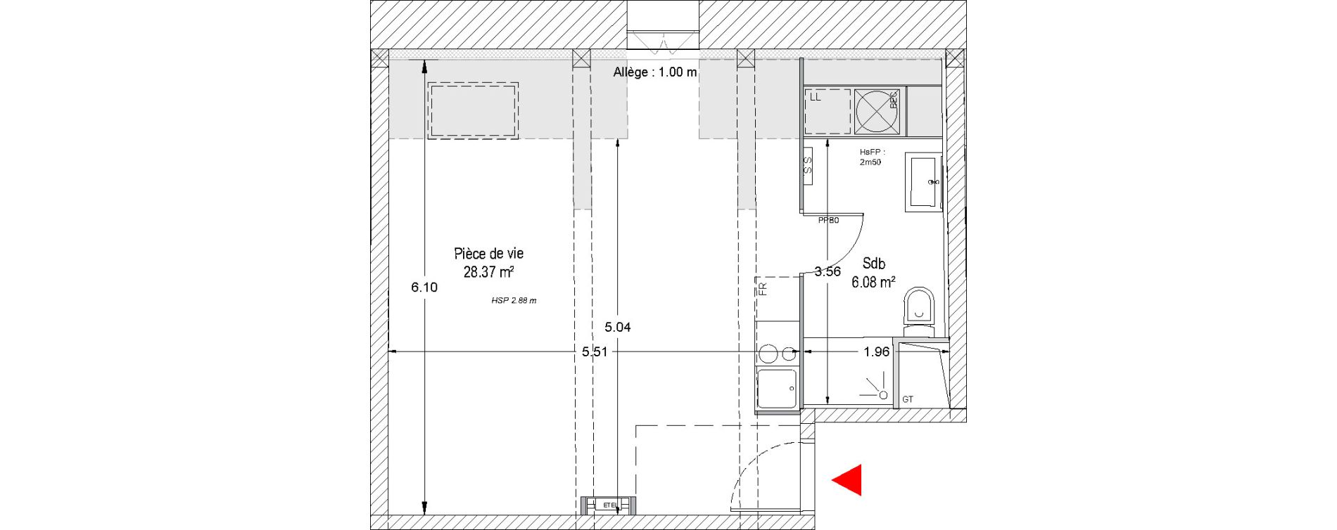 Appartement T1 de 34,45 m2 &agrave; Douai Vieux douai