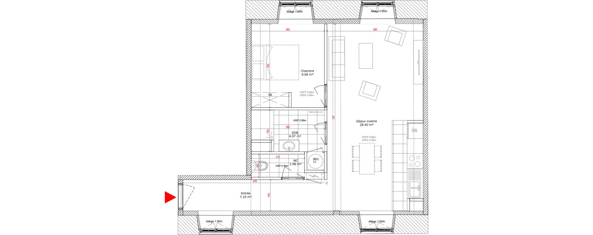 Appartement T2 de 52,17 m2 &agrave; Douai Centre