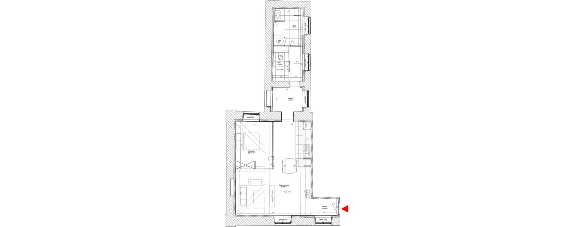 Appartement T2 bis de 67,44 m2 &agrave; Douai Centre