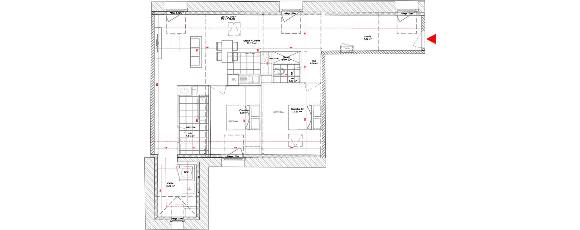 Appartement T3 de 72,11 m2 &agrave; Douai Centre