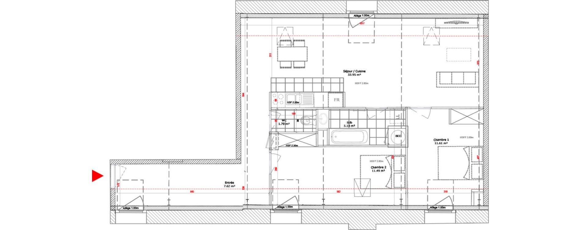 Appartement T3 de 71,64 m2 &agrave; Douai Centre