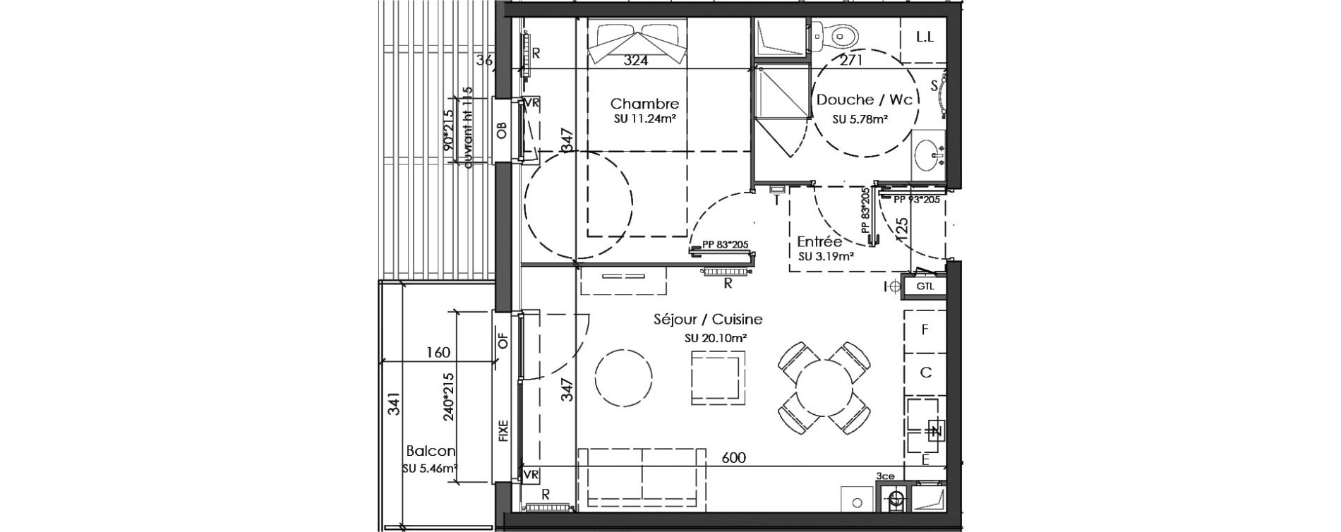 Appartement T2 de 40,31 m2 &agrave; Douai Centre