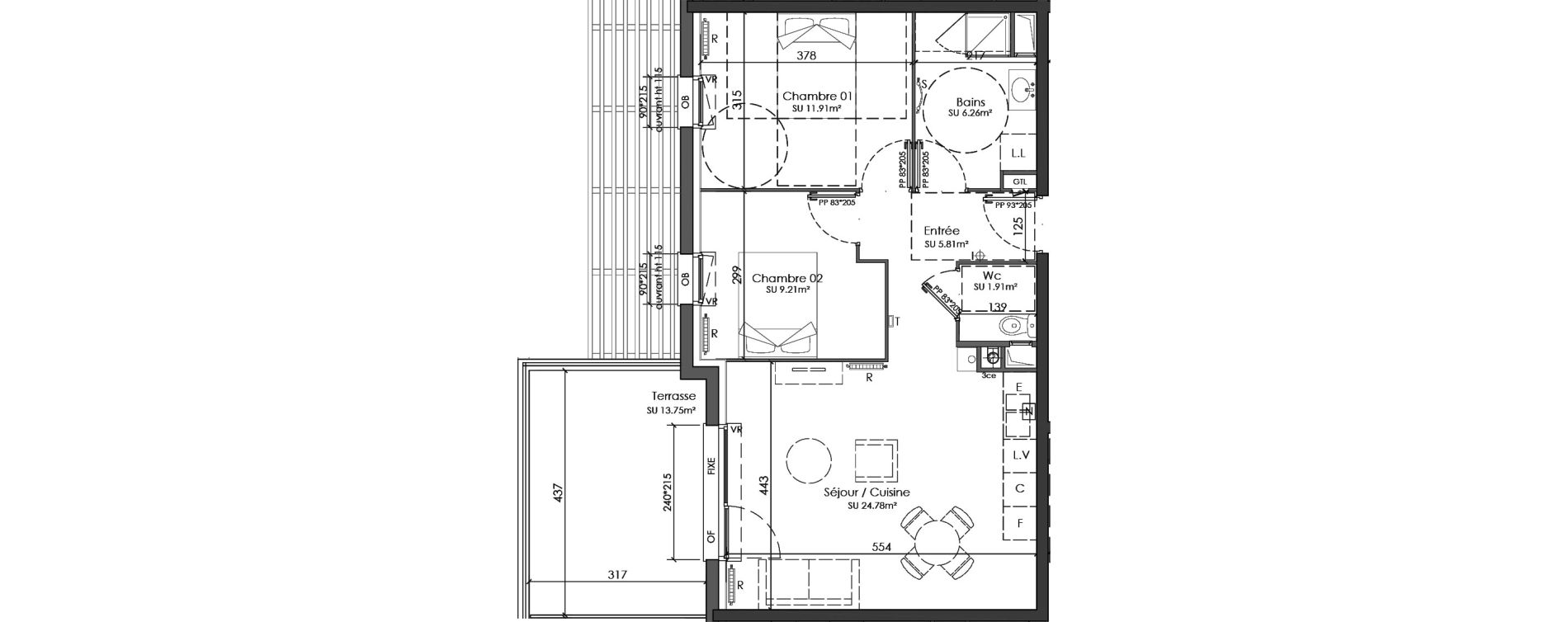 Appartement T3 de 59,88 m2 &agrave; Douai Centre