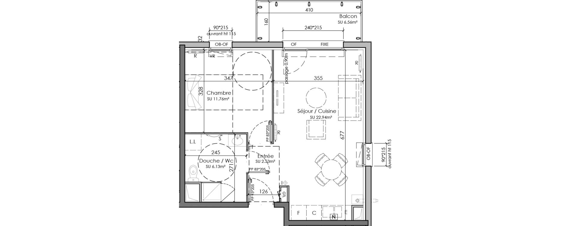 Appartement T2 de 43,36 m2 &agrave; Douai Centre
