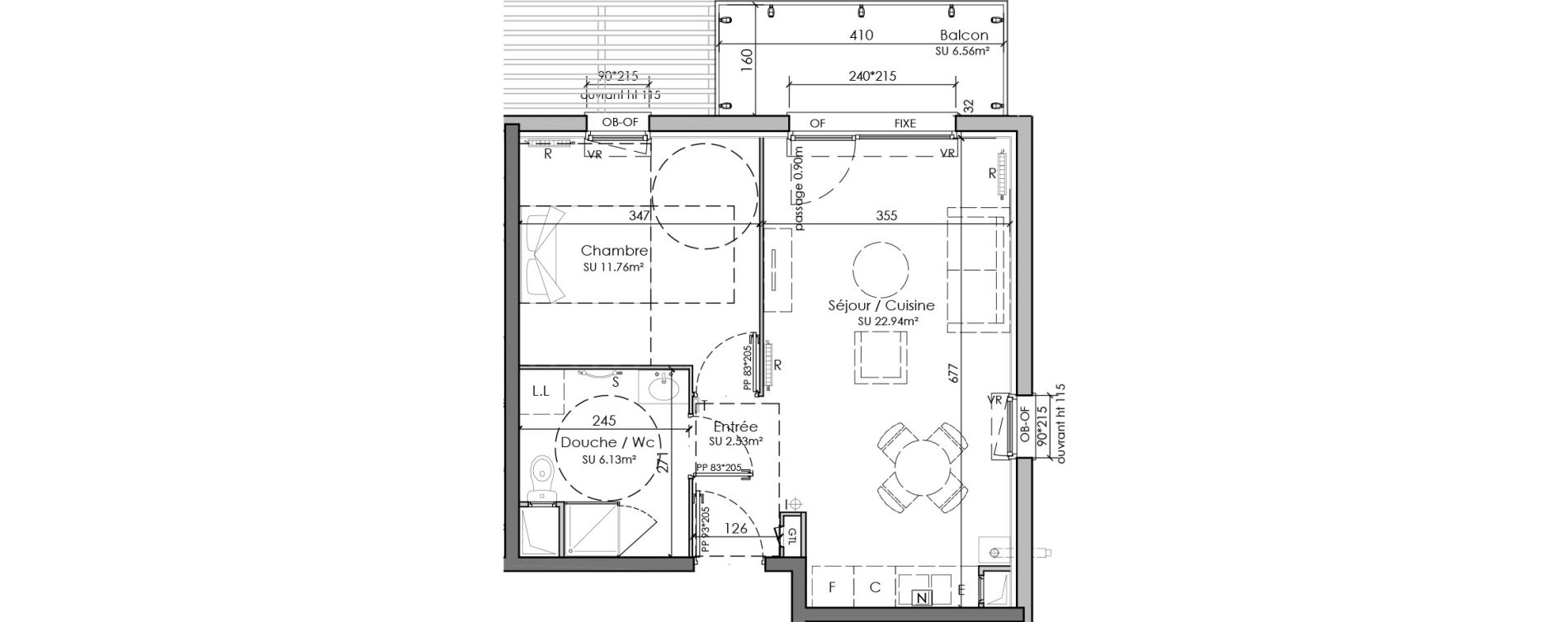 Appartement T2 de 43,36 m2 &agrave; Douai Centre