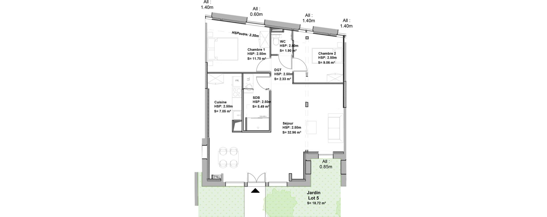 Appartement T3 de 70,49 m2 &agrave; Douai Casernes caux - corbineau