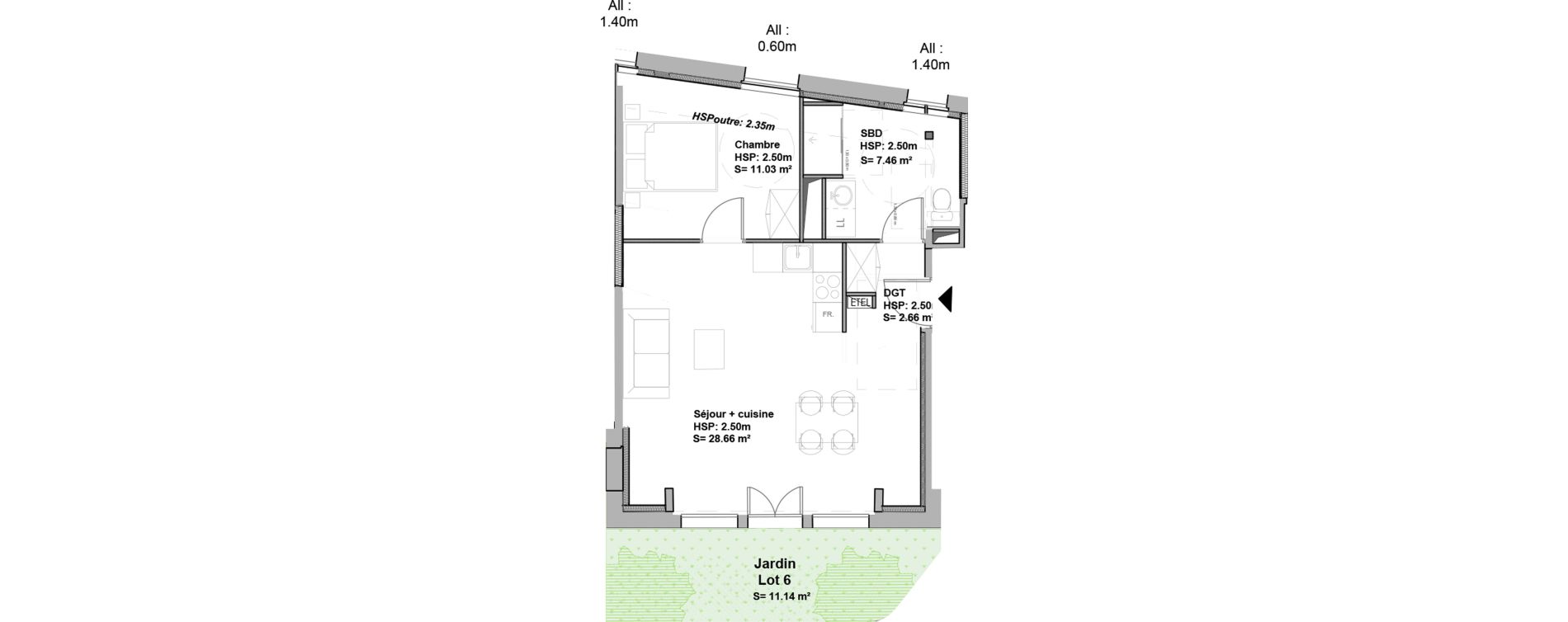 Appartement T2 de 49,81 m2 &agrave; Douai Casernes caux - corbineau