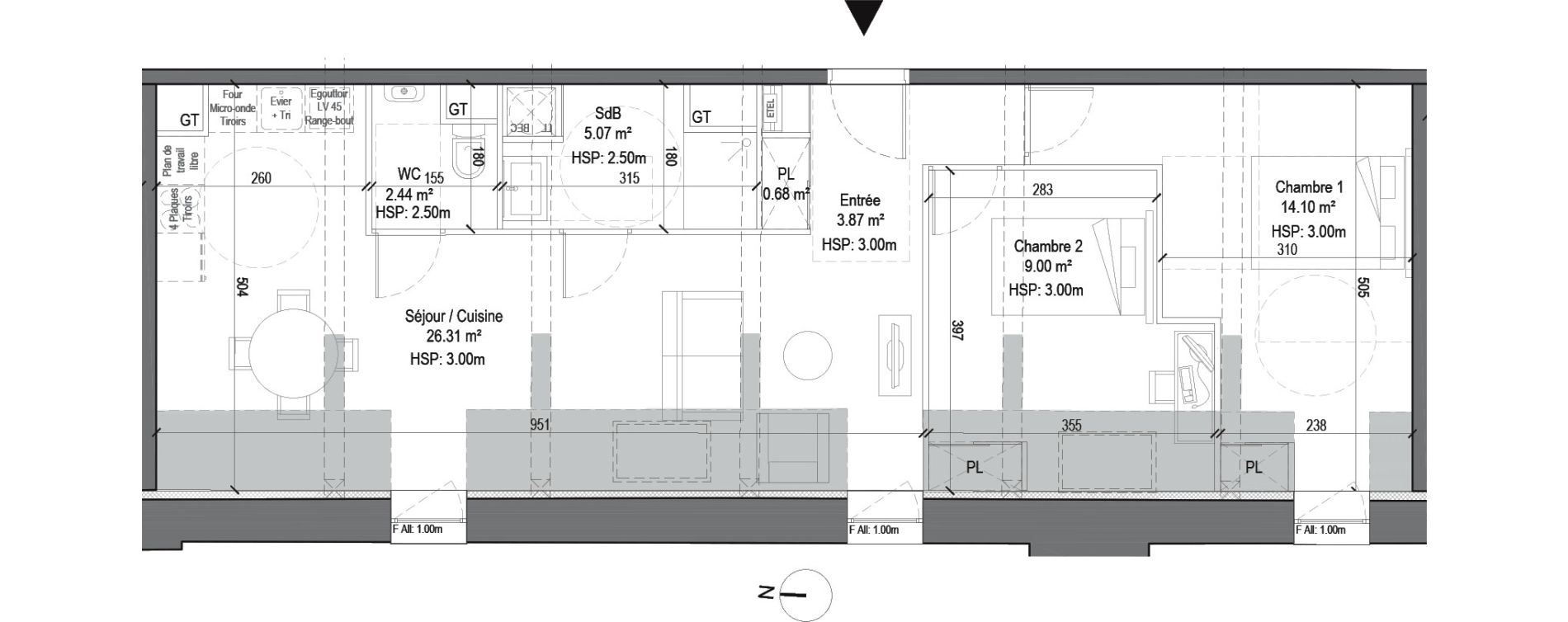 Appartement T3 de 61,47 m2 &agrave; Douai Casernes caux - corbineau