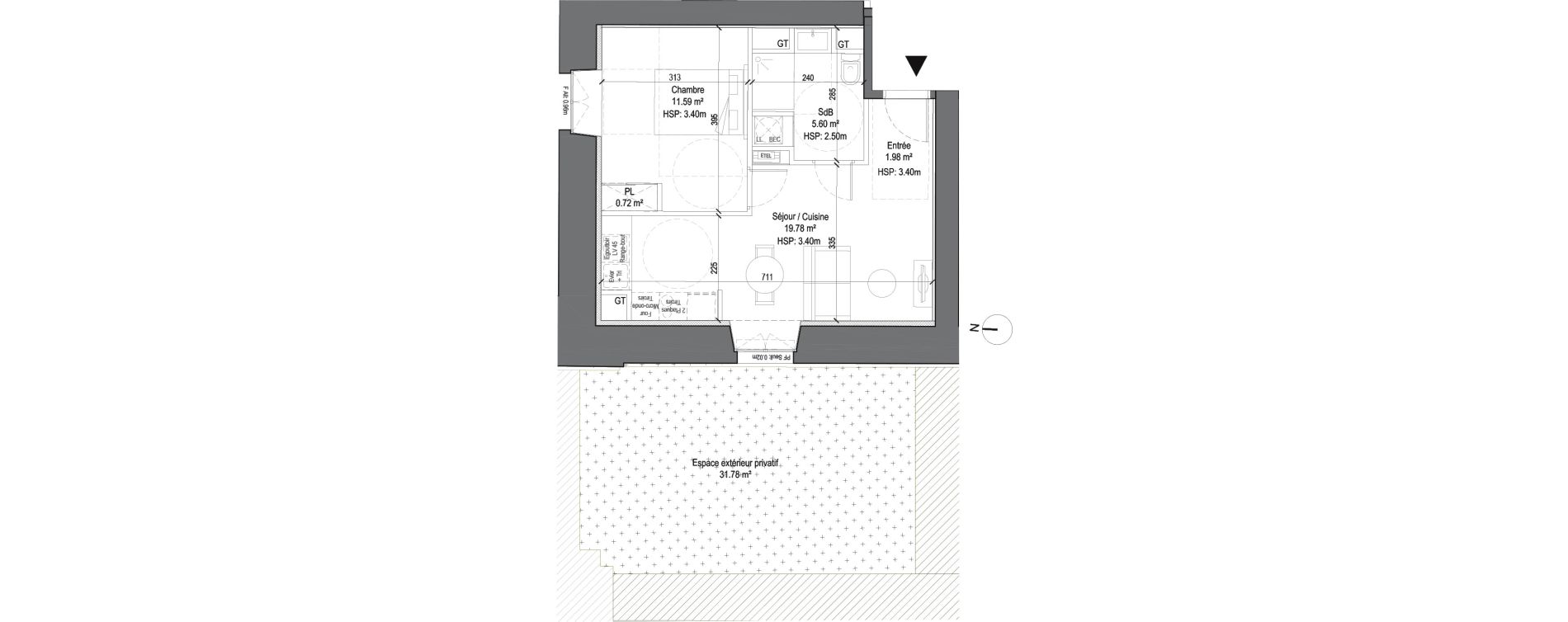 Appartement T2 de 39,67 m2 &agrave; Douai Casernes caux - corbineau