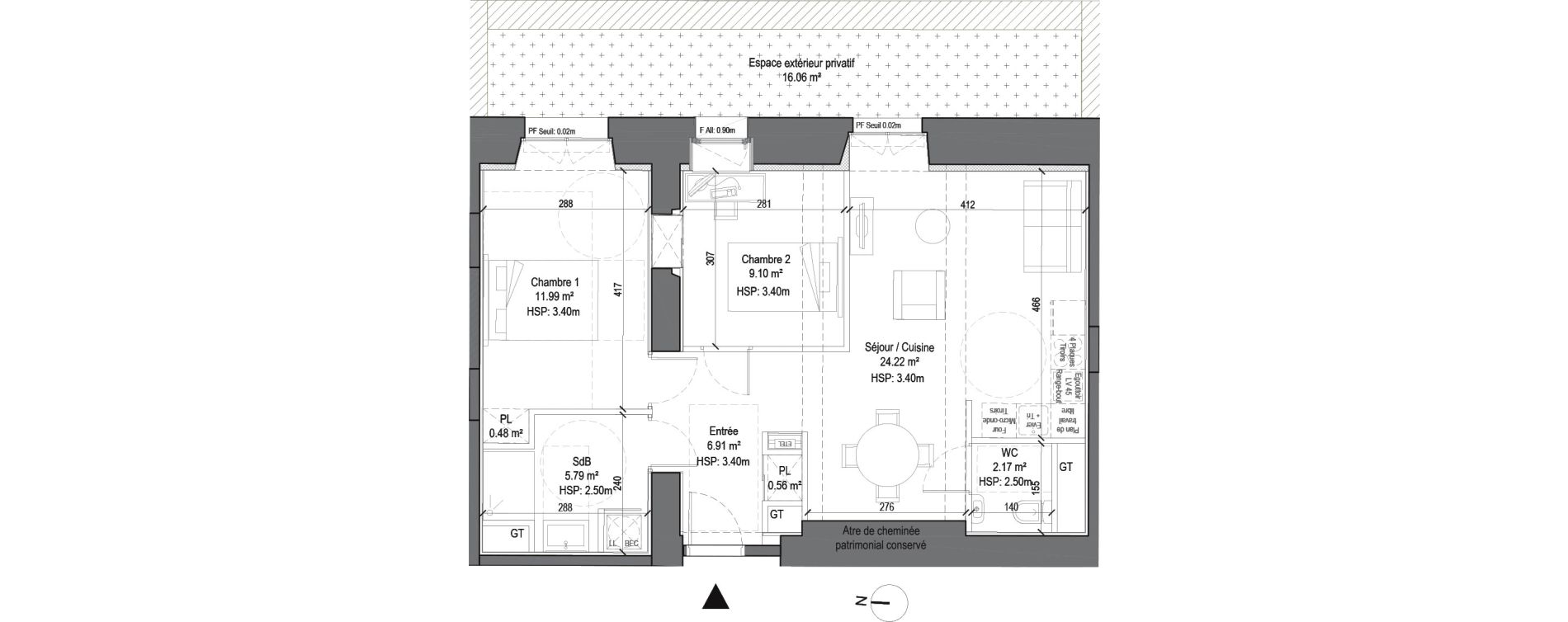 Appartement T3 de 61,22 m2 &agrave; Douai Casernes caux - corbineau