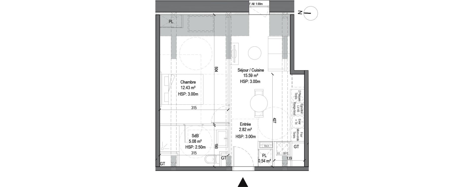 Appartement T2 de 36,46 m2 &agrave; Douai Casernes caux - corbineau