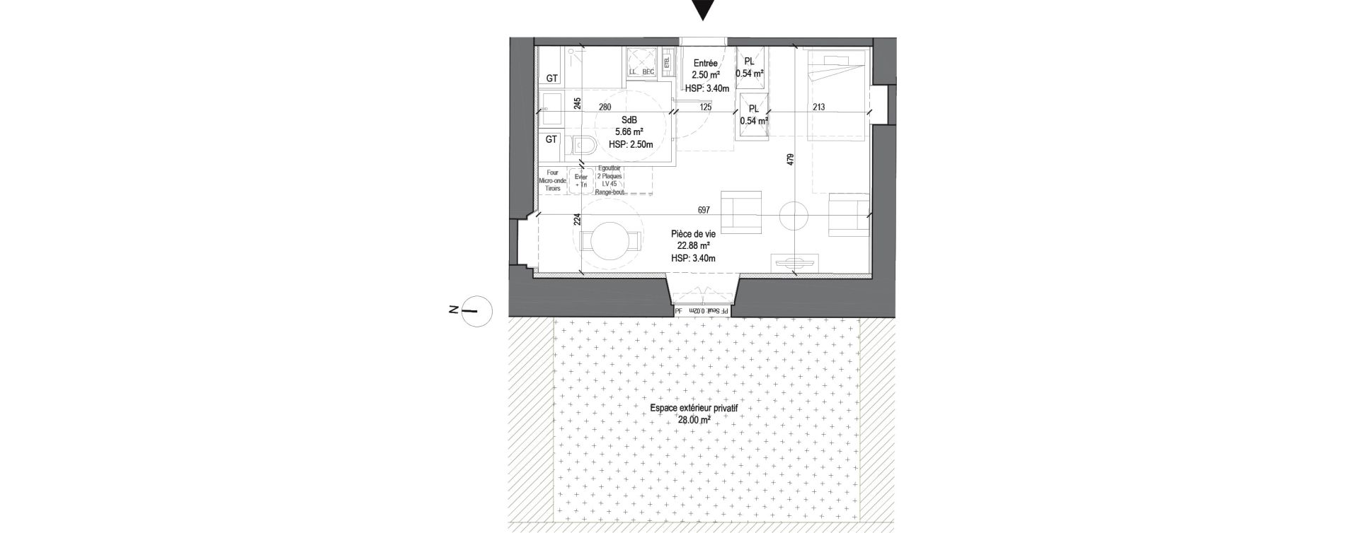 Appartement T1 de 32,12 m2 &agrave; Douai Casernes caux - corbineau