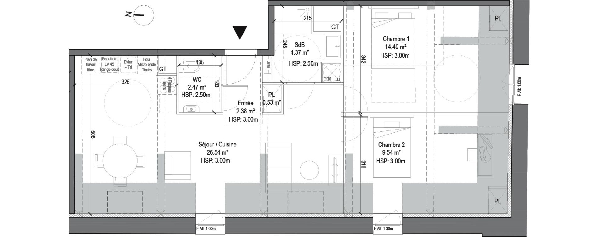 Appartement T3 de 60,32 m2 &agrave; Douai Casernes caux - corbineau