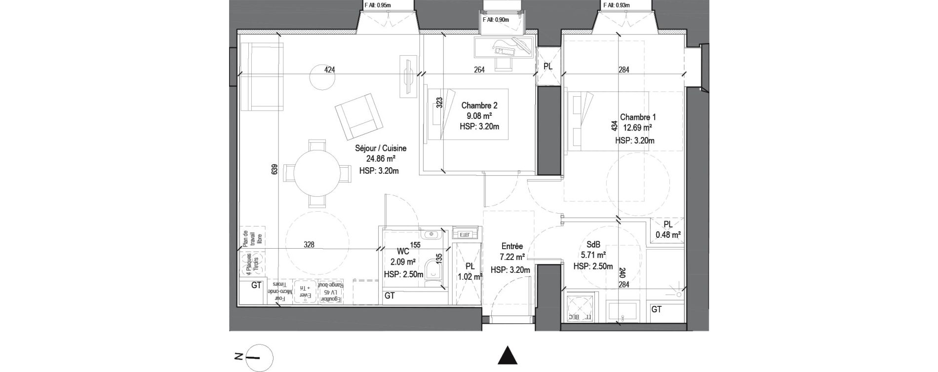 Appartement T3 de 63,15 m2 &agrave; Douai Casernes caux - corbineau