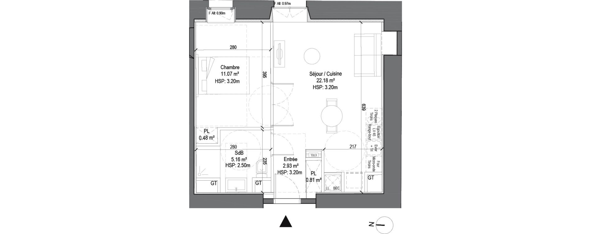 Appartement T2 de 42,63 m2 &agrave; Douai Casernes caux - corbineau