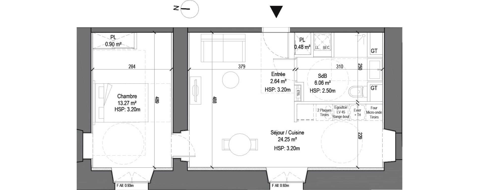 Appartement T2 de 47,60 m2 &agrave; Douai Casernes caux - corbineau