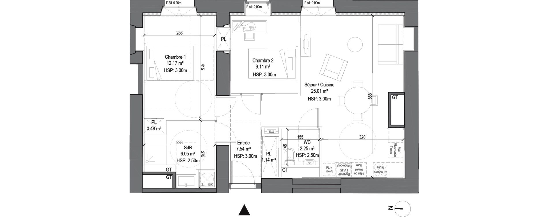 Appartement T3 de 63,75 m2 &agrave; Douai Casernes caux - corbineau