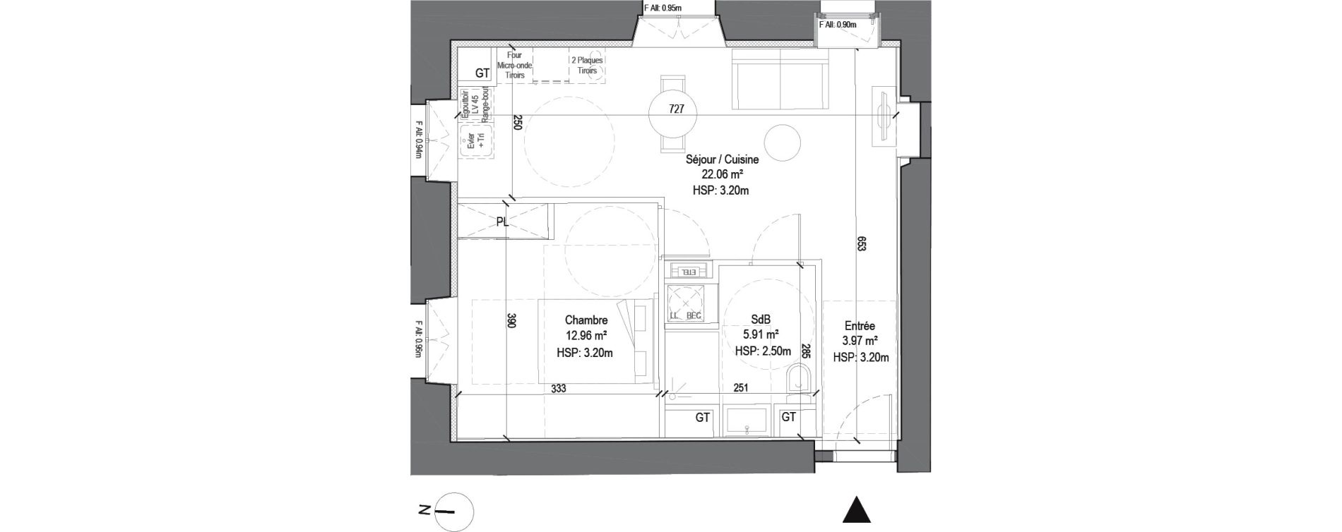 Appartement T2 de 44,90 m2 &agrave; Douai Casernes caux - corbineau