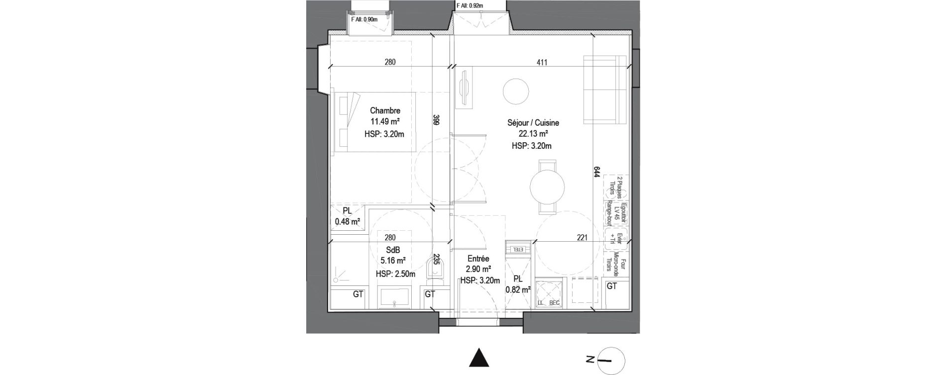 Appartement T2 de 42,98 m2 &agrave; Douai Casernes caux - corbineau
