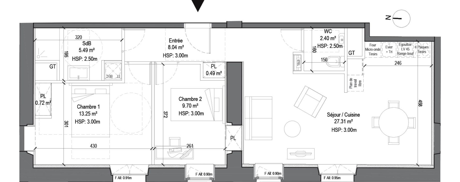 Appartement T3 de 67,40 m2 &agrave; Douai Casernes caux - corbineau