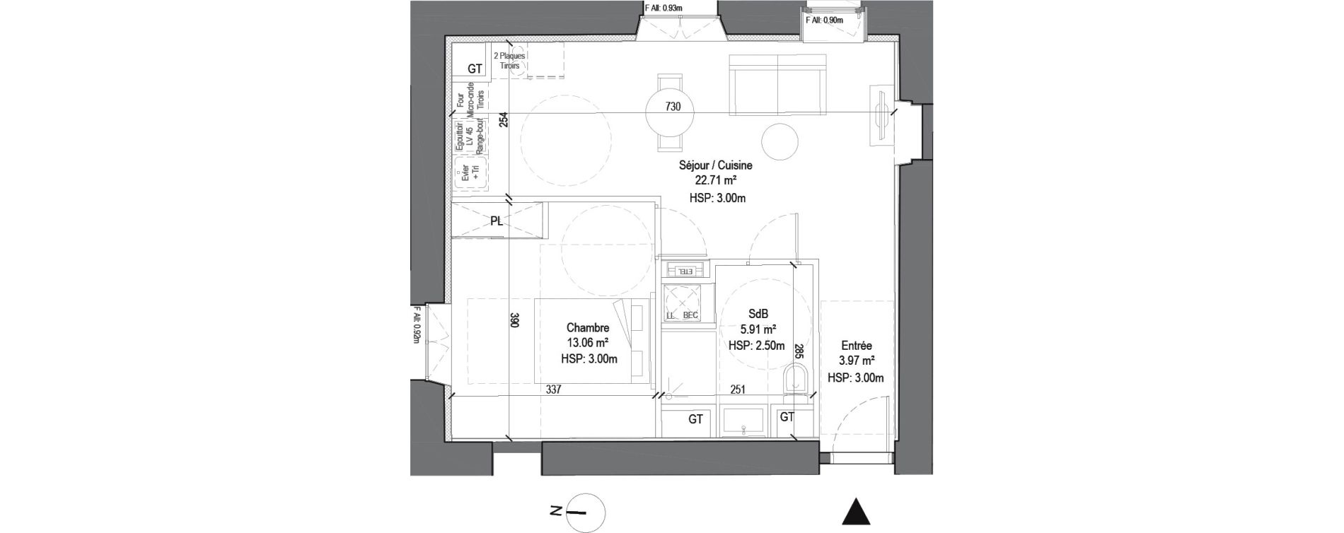 Appartement T2 de 45,65 m2 &agrave; Douai Casernes caux - corbineau