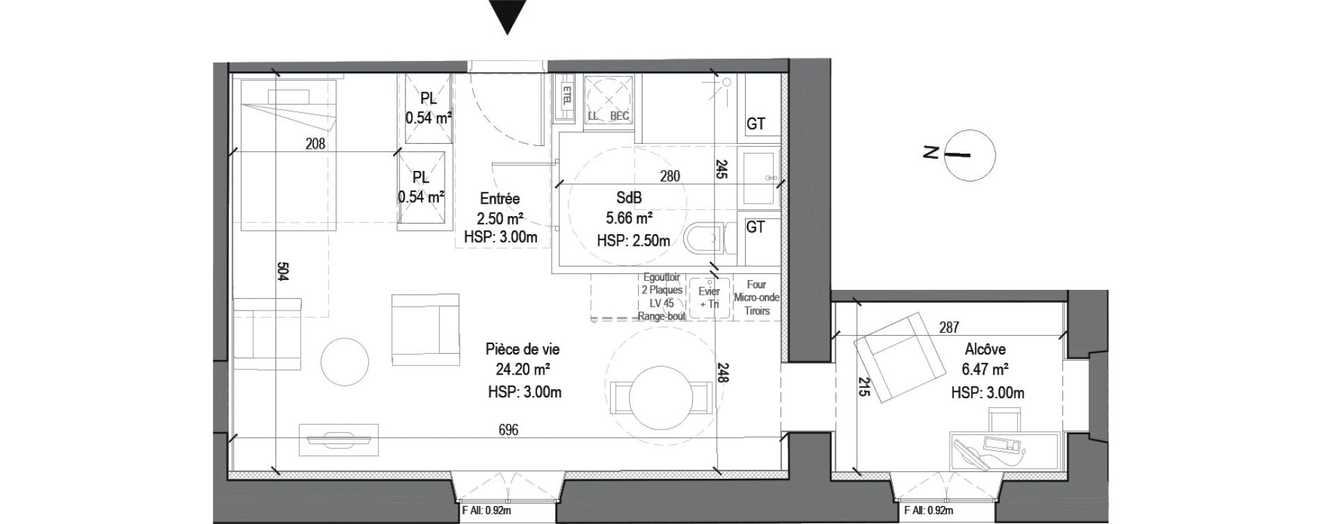 Appartement T1 de 39,91 m2 &agrave; Douai Casernes caux - corbineau