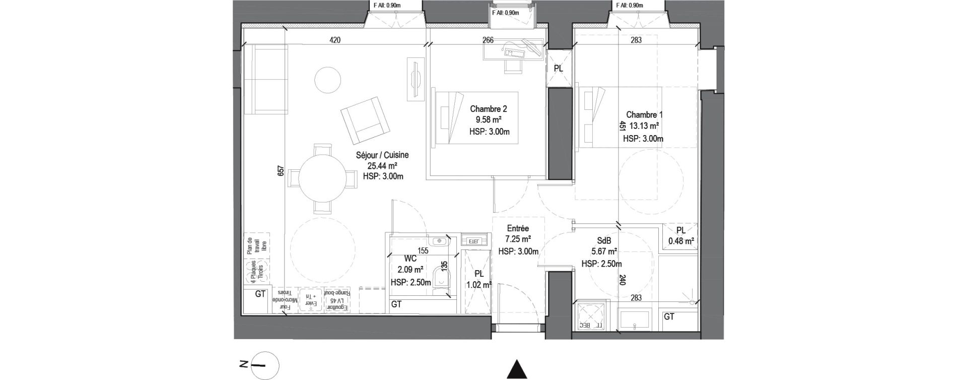 Appartement T3 de 64,66 m2 &agrave; Douai Casernes caux - corbineau