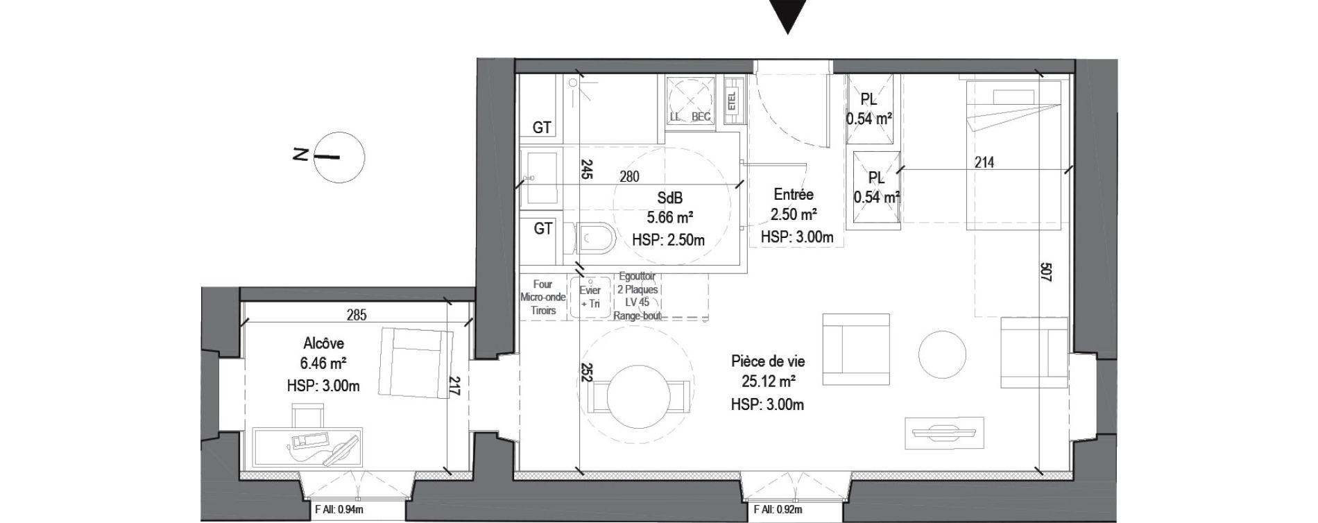 Appartement T1 de 40,82 m2 &agrave; Douai Casernes caux - corbineau