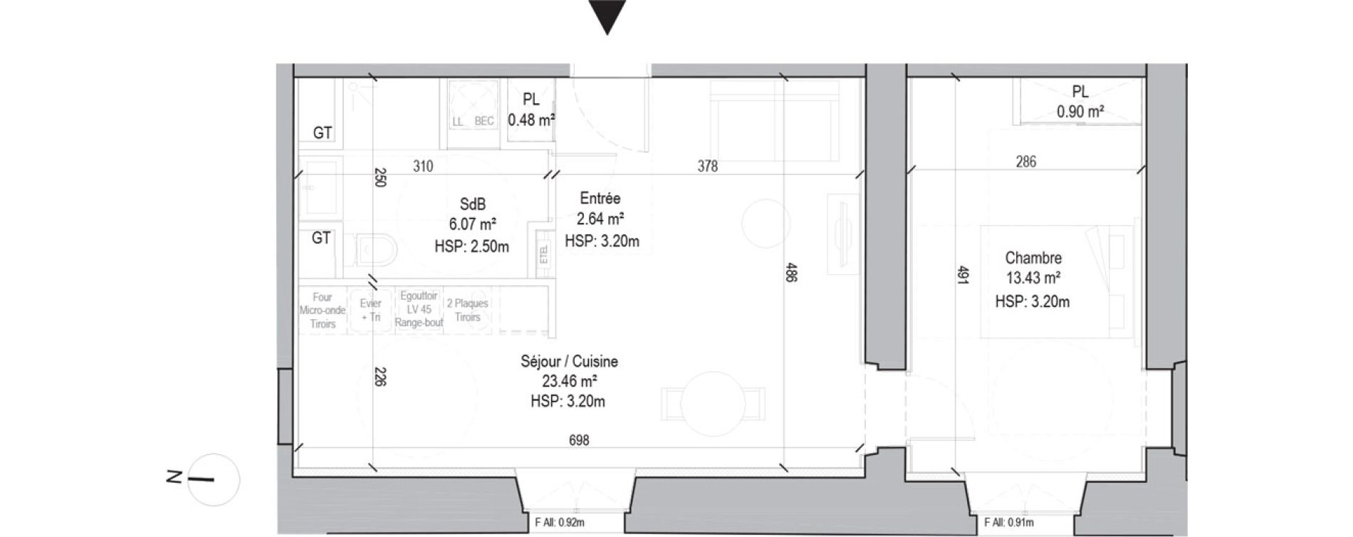 Appartement T2 de 46,98 m2 &agrave; Douai Casernes caux - corbineau