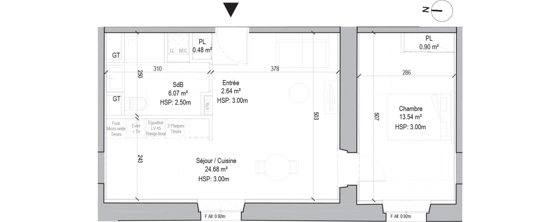 Appartement T2 de 48,31 m2 &agrave; Douai Casernes caux - corbineau