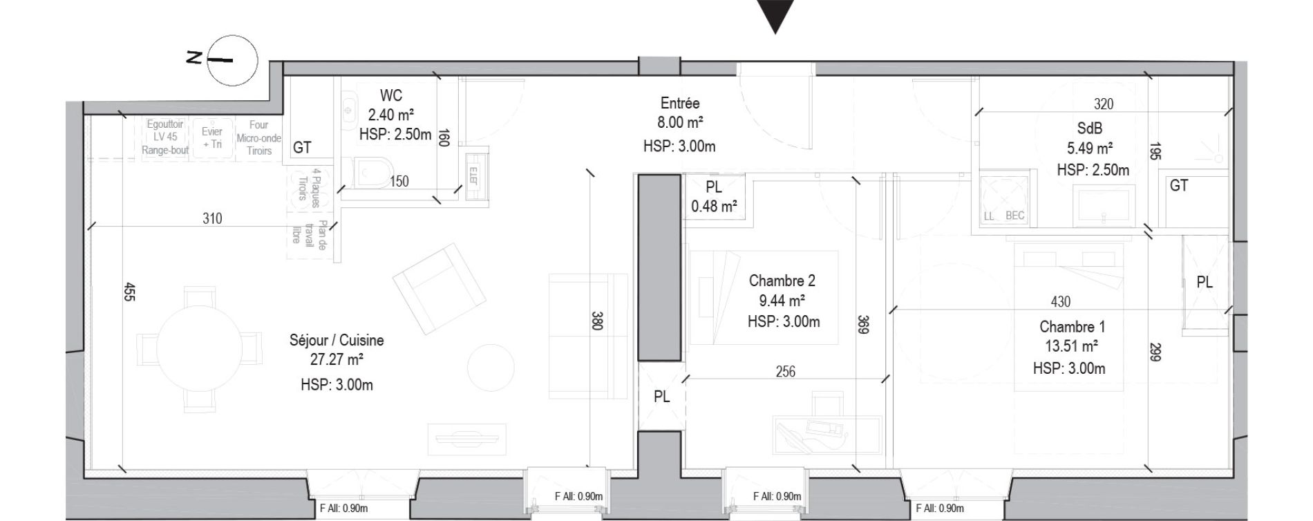 Appartement T3 de 66,59 m2 &agrave; Douai Casernes caux - corbineau