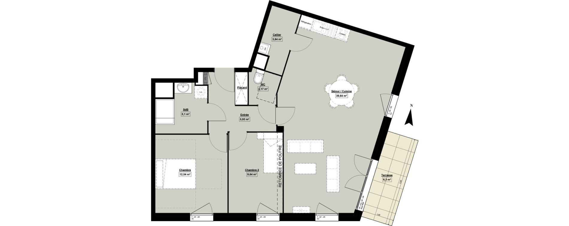 Appartement T3 de 79,91 m2 &agrave; Douai Casernes caux - corbineau